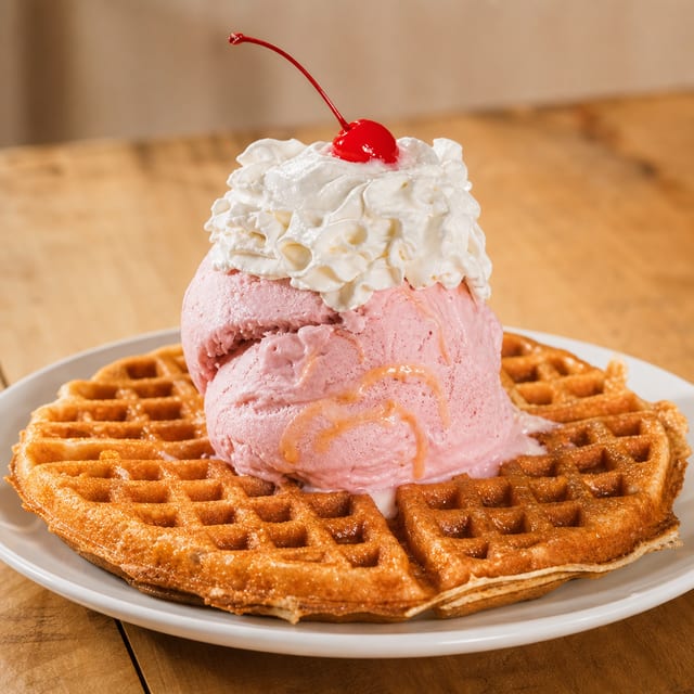Hot Waffle W/ Ice Cream.