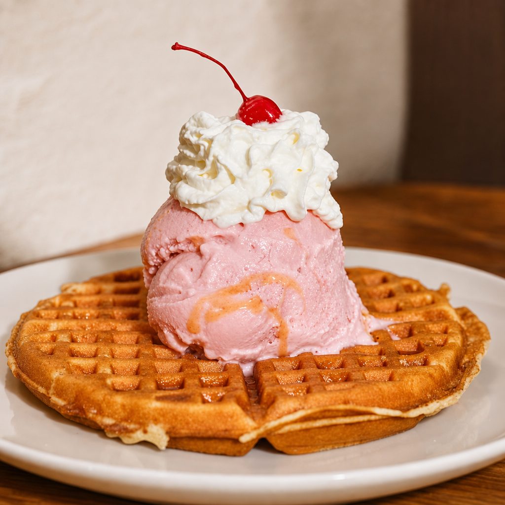 Hot Waffle W/ Ice Cream.